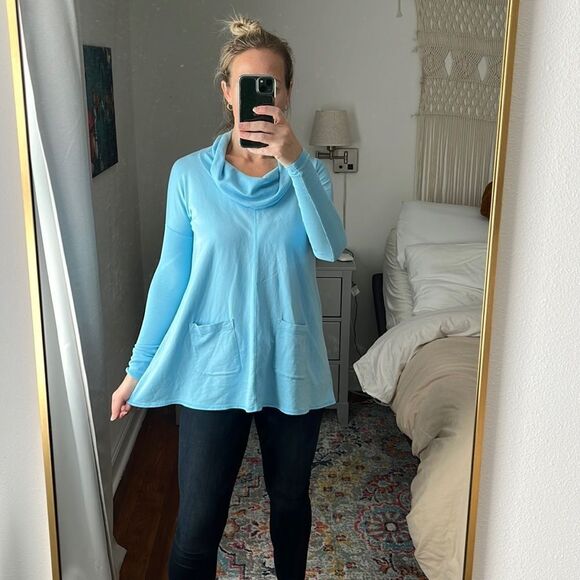 Mododoc Blue Tunic‎ Cowl Neck with Pockets Size XS - Picture 1 of 8